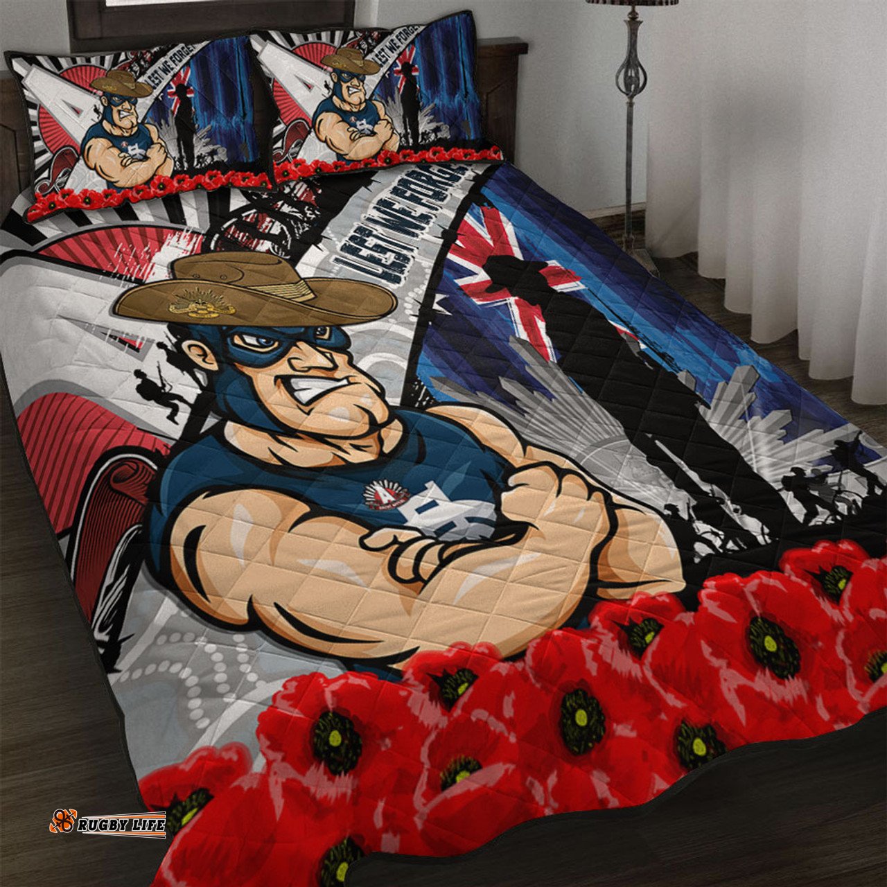 Amazing Aussie Carlton Anzac Day Honor United In Spirit Quilt Bed Set