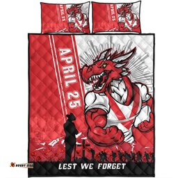 Amazing Aussie St. George Illawarra Dragons Anzac Day Lest We Forget Strong Fighting Spirit Quilt Bed Set