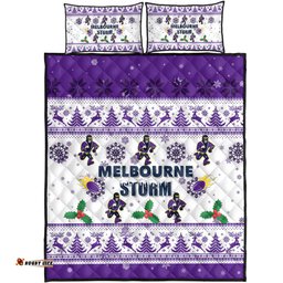 Amazing Aussie Melbourne Storm Christmas Melbourne Storm Special Ugly Christmas Quilt Bed Set