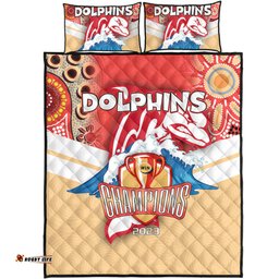 Amazing Aussie Redcliffe Dolphins Talent Win Games But Teamwork And Intelligence Win Championships With Aboriginal Style Quilt Bed Set