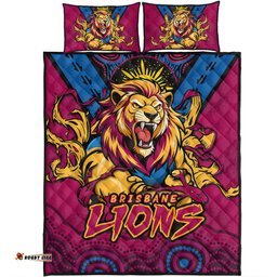 Amazing Aussie Brisbane Lions Ripped Legacy Of The Game Quilt Bed Set