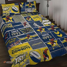 Amazing Aussie North Queensland Cowboys Team Of Us Die Hard Fan Supporters Comic Style Quilt Bed Set