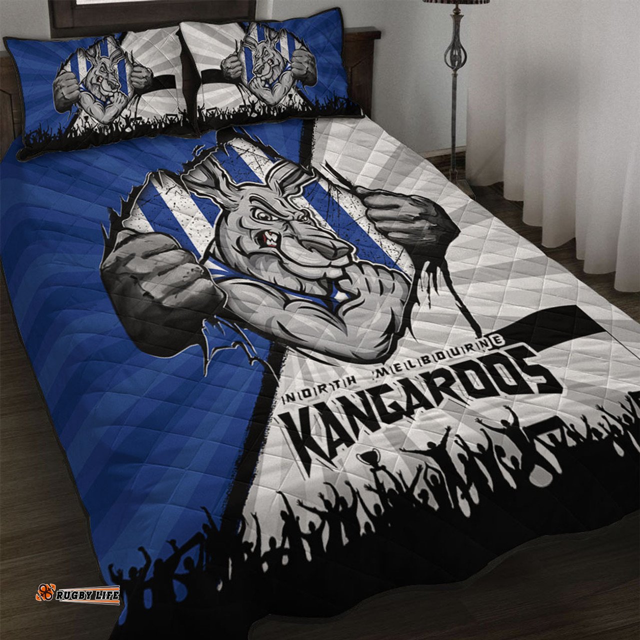 Amazing Aussie North Melbourne Breaking Through Fan Design Quilt Bed Set