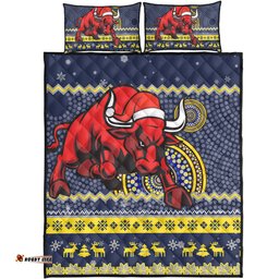 Amazing Aussie North Queensland Cowboys Australia Ugly Xmas With Aboriginal Patterns For Die Hard Fans Quilt Bed Set
