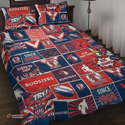 Amazing Aussie Sydney Roosters Team Of Us Die Hard Fan Supporters Comic Style Quilt Bed Set