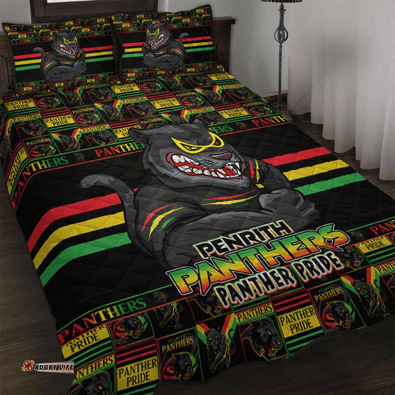 Amazing Aussie Penrith Panthers Champion���s Pride Comic Style Quilt Bed Set