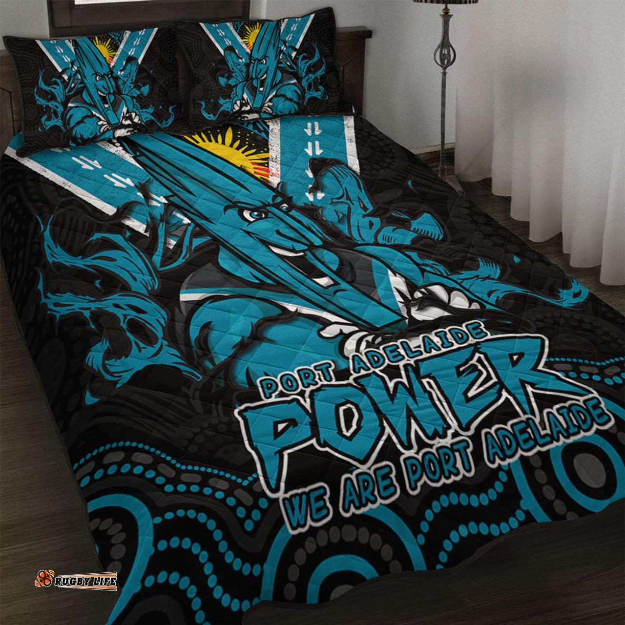 Amazing Aussie Port Adelaide Ripped Legacy Of The Game Quilt Bed Set