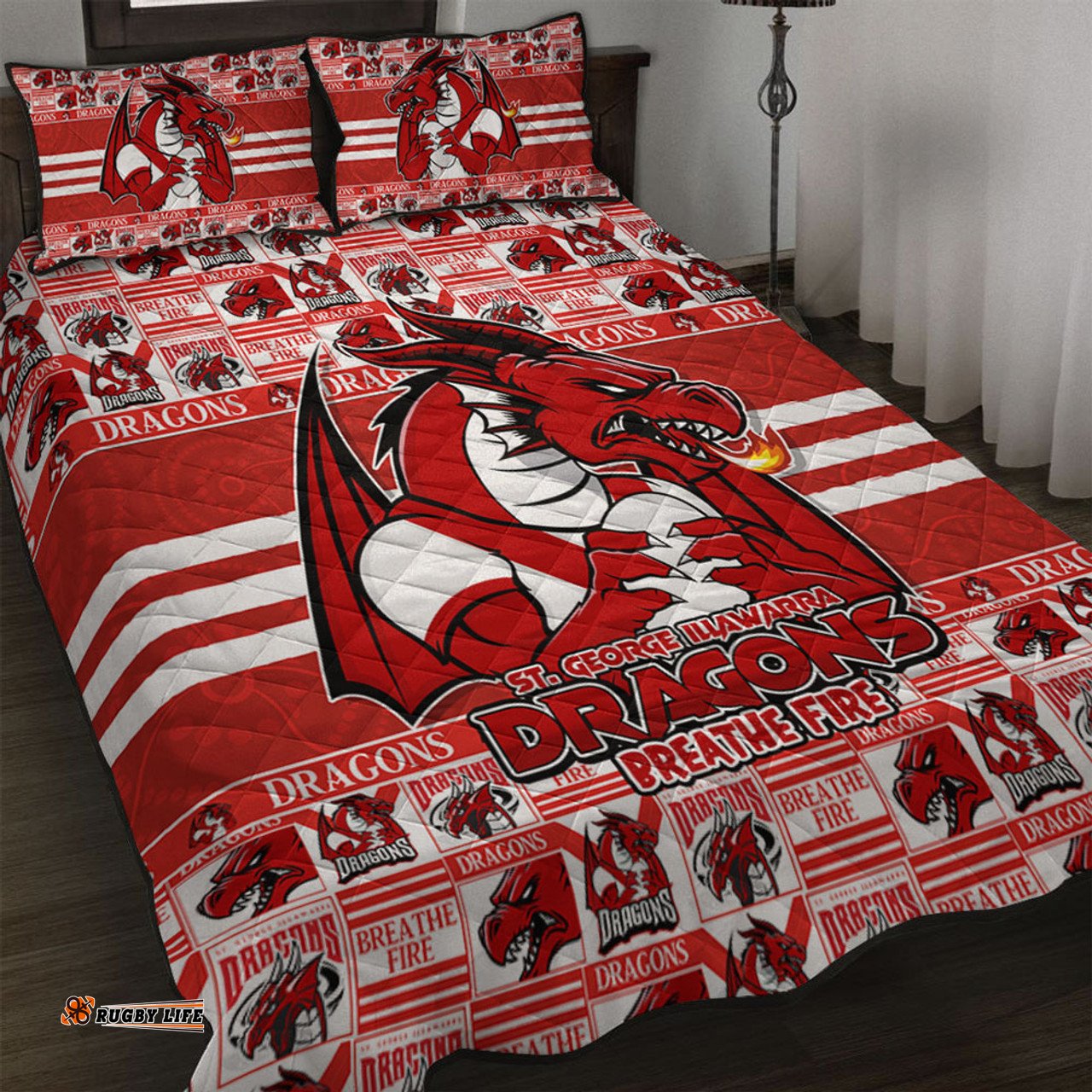 Amazing Aussie St. George Illawarra Dragons Champion���s Pride Comic Style Quilt Bed Set