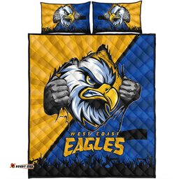 Amazing Aussie West Coast Eagles Breaking Through Fan Design Quilt Bed Set