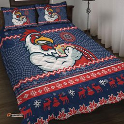 Amazing Aussie Sydney Roosters Australia Ugly Xmas With Aboriginal Patterns For Die Hard Fans Quilt Bed Set