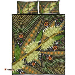 Amazing Aussie Australia Flowers Aboriginal Aboriginal Dot Art Of Australian Native Flower Hakea Sericea Quilt Bed Set