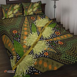 Amazing Aussie Australia Flowers Aboriginal Aboriginal Dot Art Of Australian Native Flower Hakea Sericea Quilt Bed Set