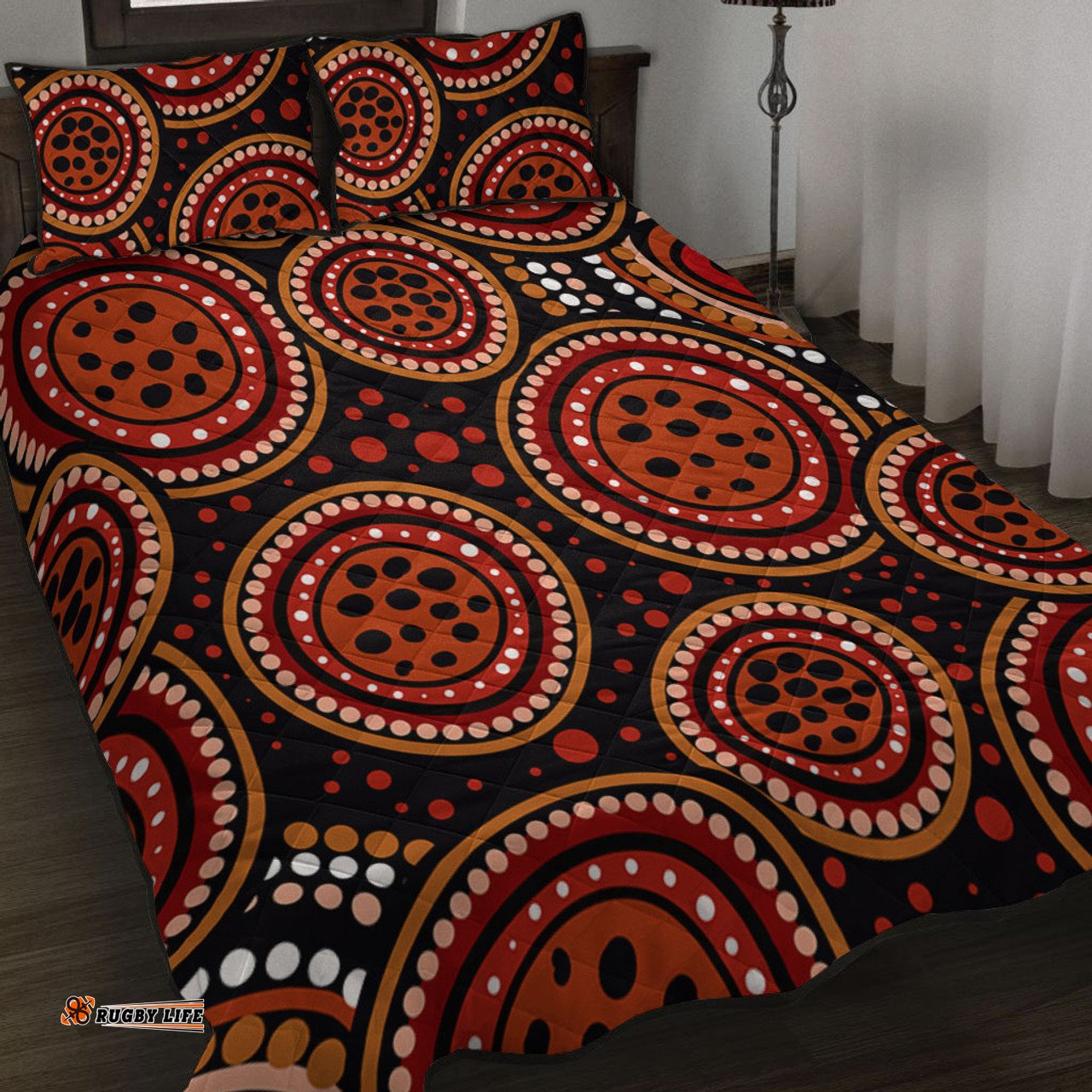 Amazing Aussie Australia Background Featuring Indigenous Dot Art Quilt Bed Set