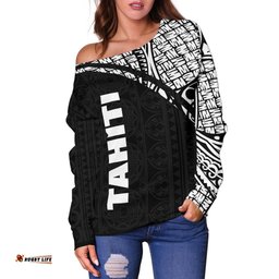 Tahiti Women's Off Shoulder Sweater - Curve Style - Bn09