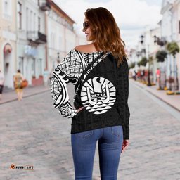Tahiti Women's Off Shoulder Sweater - Curve Style - Bn09