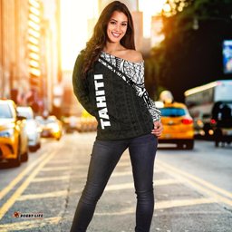 Tahiti Women's Off Shoulder Sweater - Curve Style - Bn09
