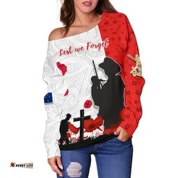 New Zealand Anzac Day Off Shoulder Sweater Lest We Forget K13