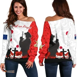 New Zealand Anzac Day Off Shoulder Sweater Lest We Forget K13