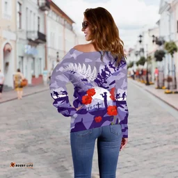 Fern and Camouflage Anzac Lest We Forget Off Shoulder Sweater K13