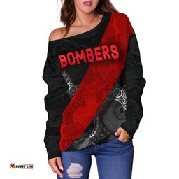 Essendon Women Off Shoulder Sweater Indigenous Bombers Black