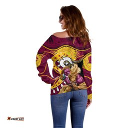 Broncos Mascot NRL Off Shoulder Sweater NAIDOC