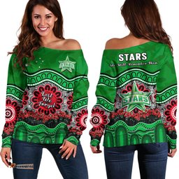 Stars Cricket ANZAC Off Shoulder Sweater Melbourne Poppy Aboriginal Camouflage