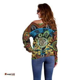 Baby in the Womb Off Shoulder Sweater Aboriginal Art Style