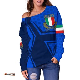 Italy Rugby Women's Off Shoulder Sweater Gli Azzurri Vibes
