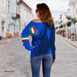 Italy Rugby Women's Off Shoulder Sweater Gli Azzurri Vibes