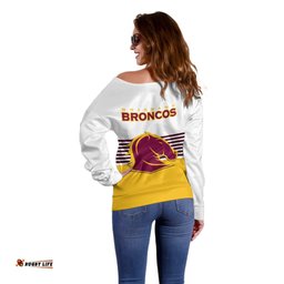 Broncos Rugby Off Shoulder Sweater Sporty Style White Version
