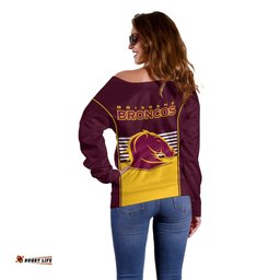 Broncos Rugby Off Shoulder Sweater Sporty Style Maroon Version