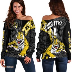 Custom Text And Number Richmond Football Off Shoulder Sweater Tigers 1885 Indigenous Basic Style