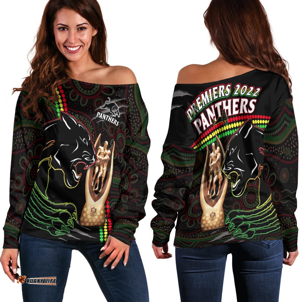 Panthers Rugby Off Shoulder Sweater The Riff Premiers Aboriginal Art