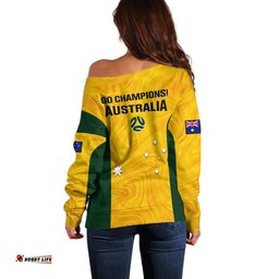 Australia Soccer Off Shoulder Sweater Gold Matildas World Cup Go Champions