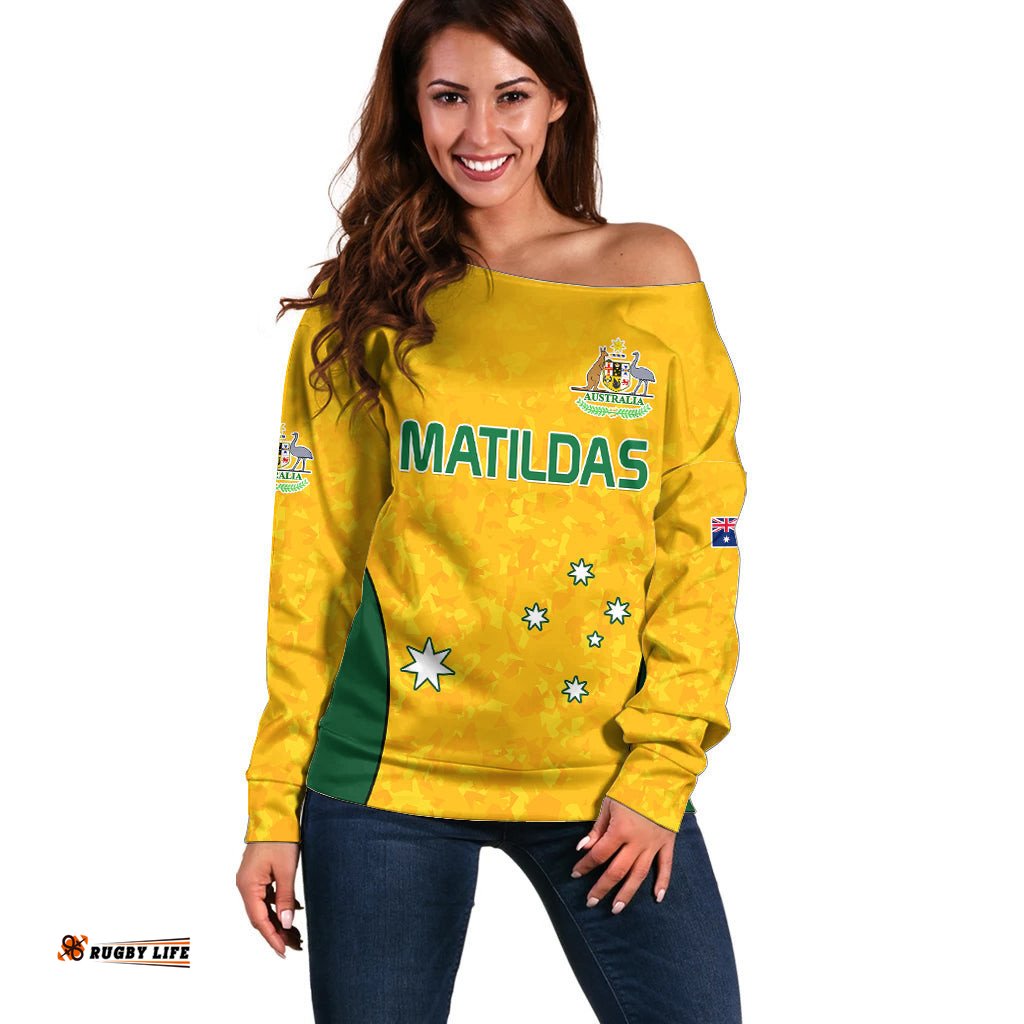 Australia Soccer Off Shoulder Sweater Socceroos With Kangaroo Matildas 2023