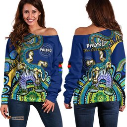 Australia NAIDOC Off Shoulder Sweater Palyku Indigenous Lizard For Our Elders