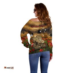 Australian ANZAC Off Shoulder Sweater Slouch Hat And Army Boots With Poppy 06