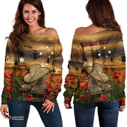 Australian ANZAC Off Shoulder Sweater Slouch Hat And Army Boots With Poppy 06