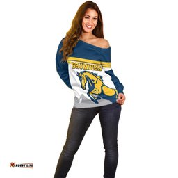 Brumbies Rugby Union Off Shoulder Sweater Australia Silhouettes Of Horses