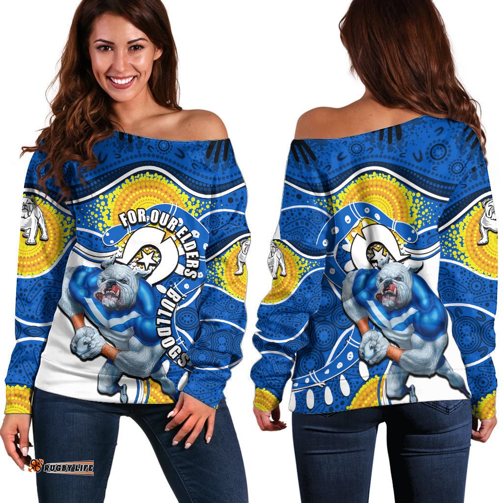 Bulldogs Mascot NRL Off Shoulder Sweater NAIDOC