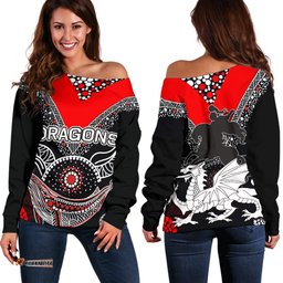 St. George Illawarra Dragons Women's Off Shoulder Sweater Aboriginal