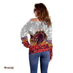 Broncos Rugby ANZAC Day 2024 Off Shoulder Sweater Camouflage Style