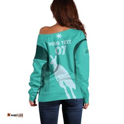 Australia Soccer Matildas Custom Off Shoulder Sweater Turquoise Basic Gradient