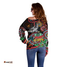Bombers Football Aboriginal Art Off Shoulder Sweater NAIDOC Indigenous Tribal