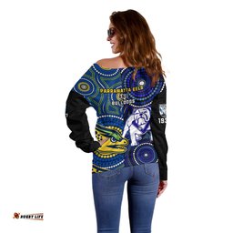 Bulldogs Mix Parramatta Eels Rugby Off Shoulder Sweater Aboriginal Version