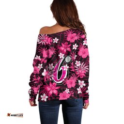 Australian Sixers Cricket Off Shoulder Sweater Baeuty Pacific Hibiscus and Polynesian Pattern