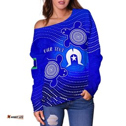 Custom Torres Strait Islanders Women's Off Shoulder Sweater Torres Symbol With Indigenous Turtle