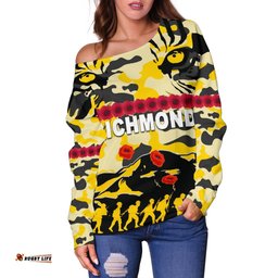 Richmond Tigers Women's Off Shoulder Sweater Anzac Day Country Style 02
