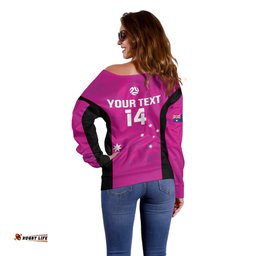 Custom Australia Soccer Off Shoulder Sweater Matildas Go Champions Pink