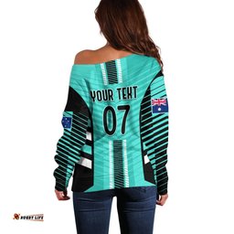 Custom Australia Soccer Off Shoulder Sweater Go Matildas Dynamic Turquoise